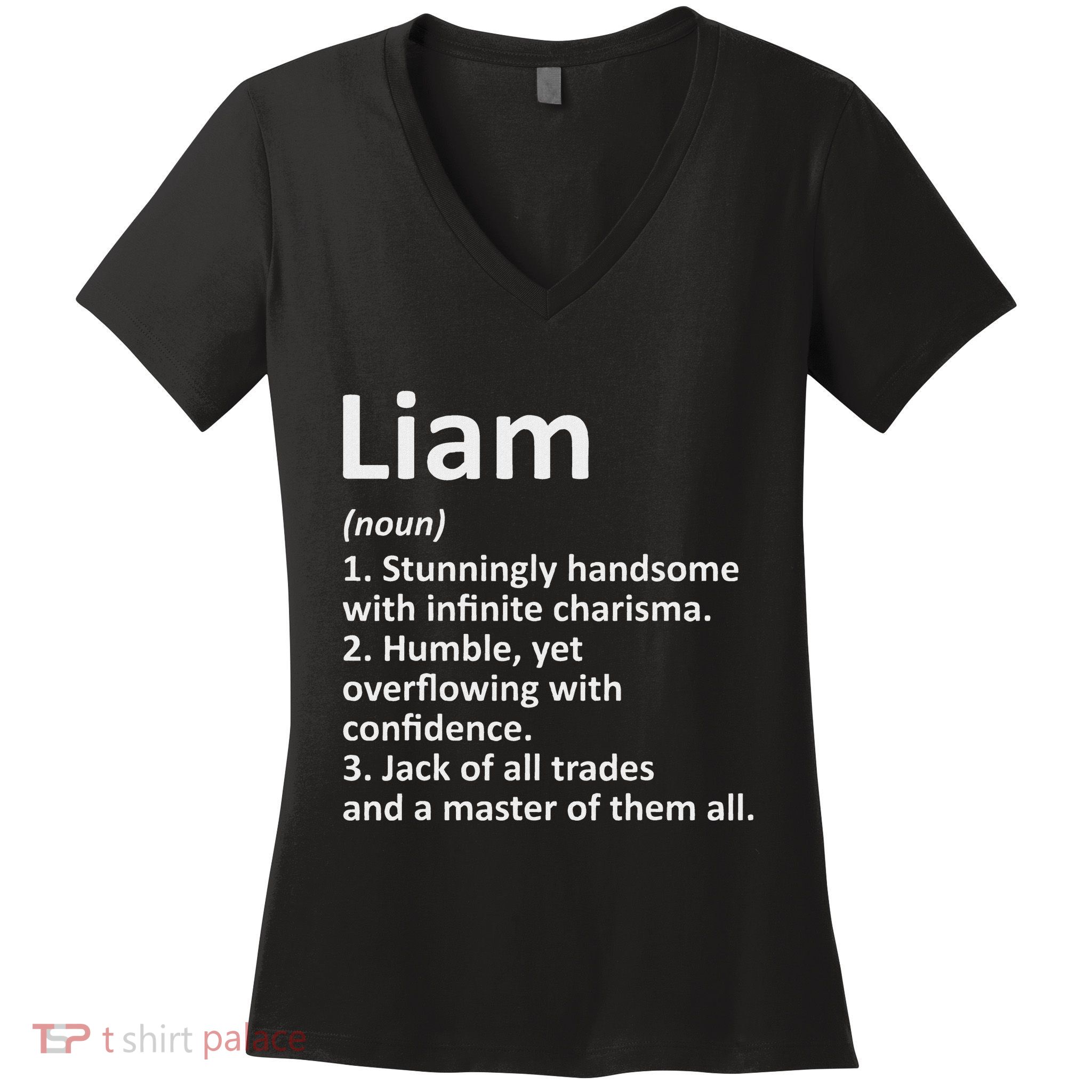 Liam Definition Personalized Name Funny Birthday Gift Idea Women's V-Neck T-Shirt