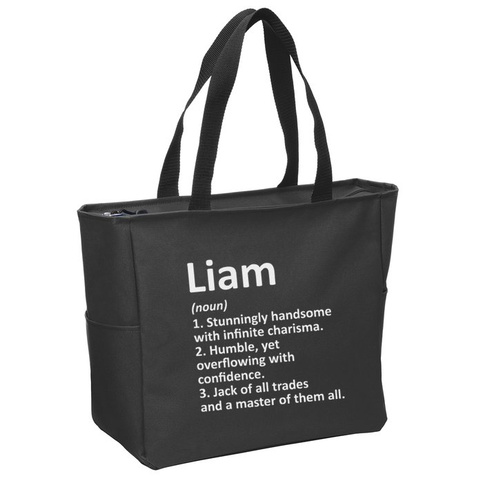 Liam Definition Personalized Name Funny Birthday Gift Idea Zip Tote Bag