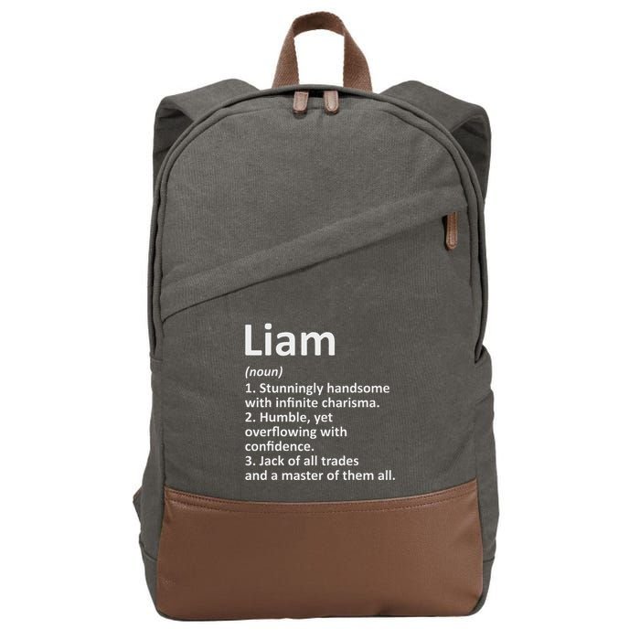 Liam Definition Personalized Name Funny Birthday Gift Idea Cotton Canvas Backpack