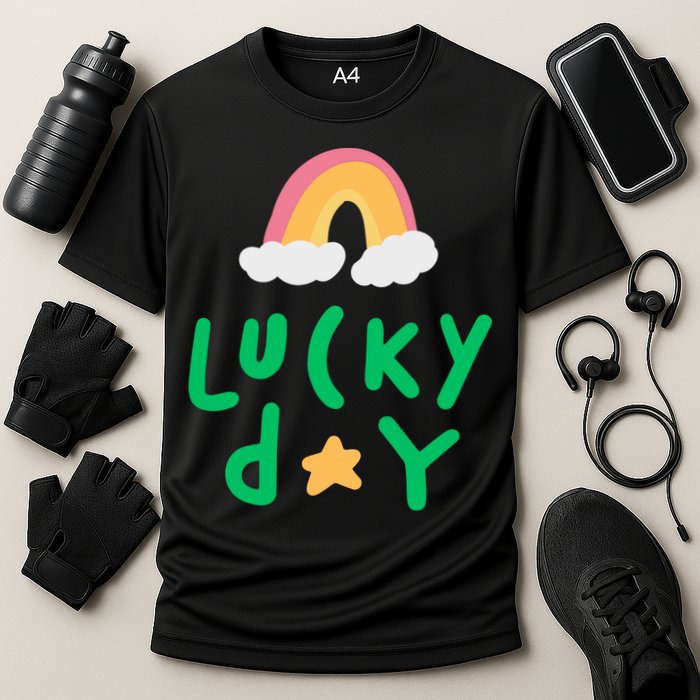Lucky Day Rainbow Star St Patrick's Day Cooling Performance Crew T-Shirt
