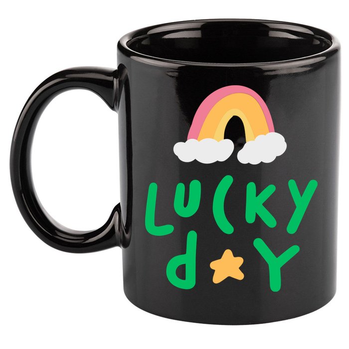 Lucky Day Rainbow Star St Patrick's Day 11oz C Handle Ceramic Mug