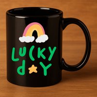Lucky Day Rainbow Star St Patrick's Day 11oz C Handle Ceramic Mug