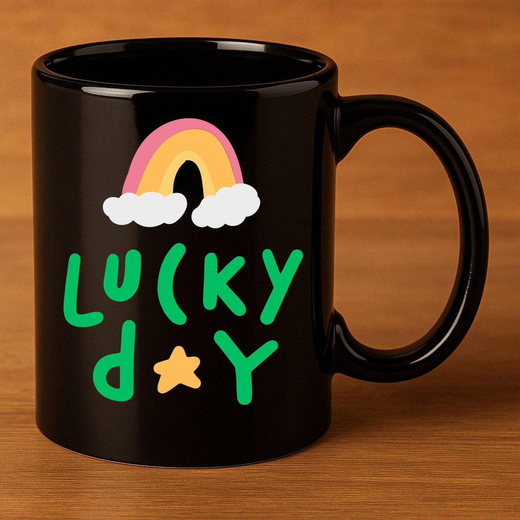 Lucky Day Rainbow Star St Patrick's Day 11oz C Handle Ceramic Mug