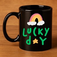 Lucky Day Rainbow Star St Patrick's Day 11oz C Handle Ceramic Mug