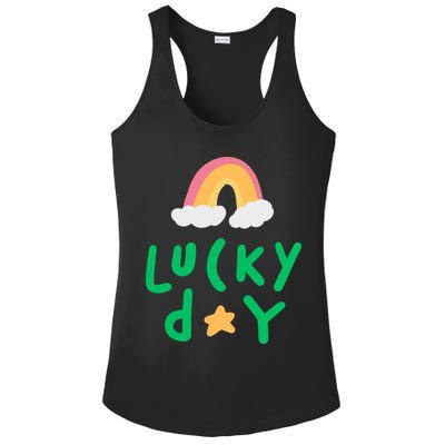 Lucky Day Rainbow Star St Patrick's Day Ladies PosiCharge Competitor Racerback Tank