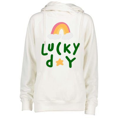 Lucky Day Rainbow Star St Patrick's Day Womens Funnel Neck Pullover Hood