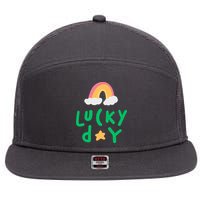 Lucky Day Rainbow Star St Patrick's Day 7 Panel Mesh Trucker Snapback Hat