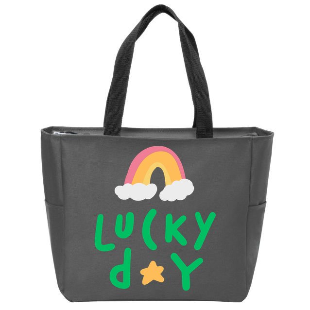 Lucky Day Rainbow Star St Patrick's Day Zip Tote Bag