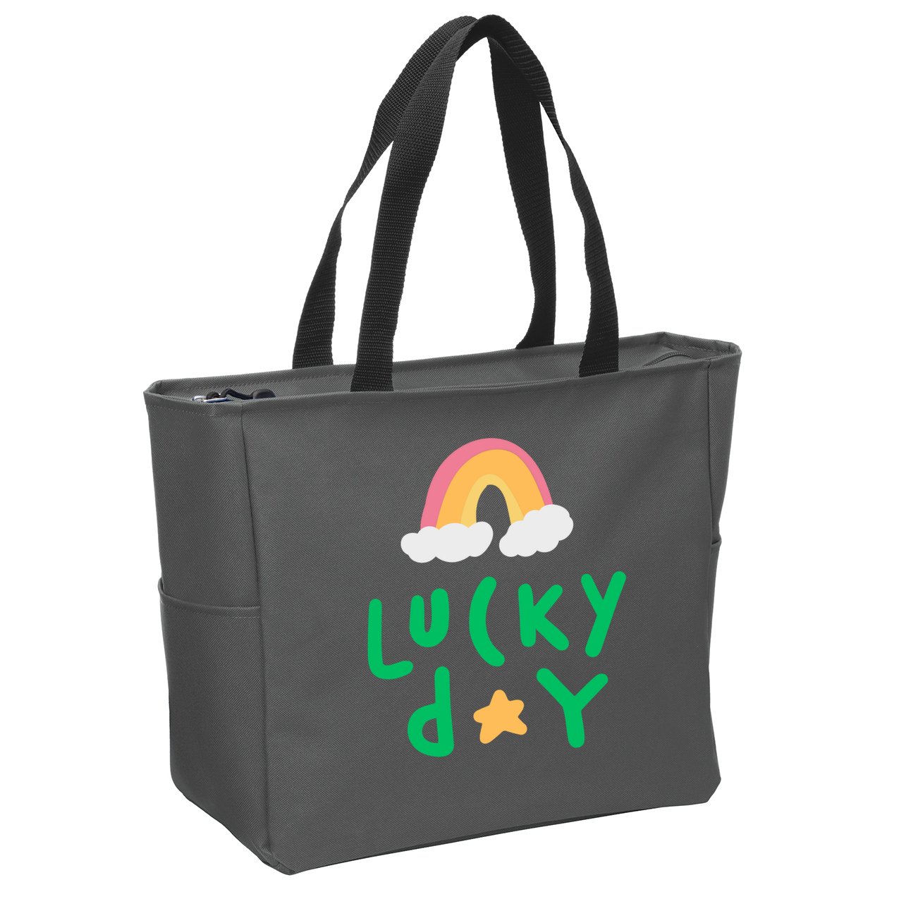 Lucky Day Rainbow Star St Patrick's Day Zip Tote Bag