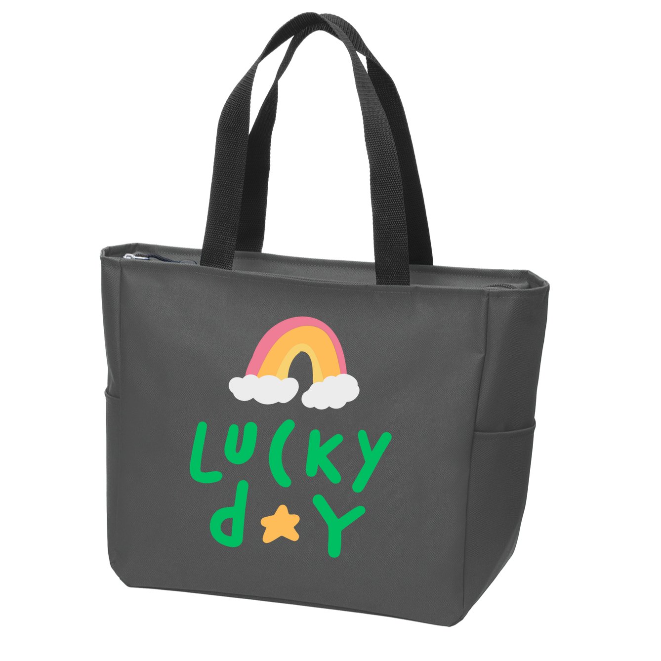Lucky Day Rainbow Star St Patrick's Day Zip Tote Bag