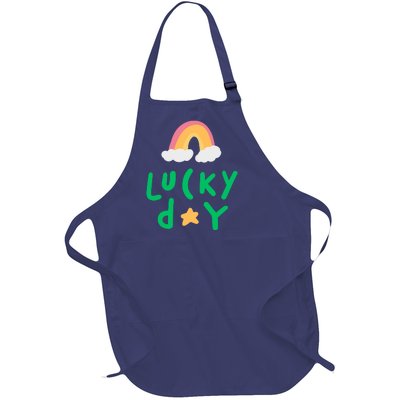 Lucky Day Rainbow Star St Patrick's Day Full-Length Apron With Pockets