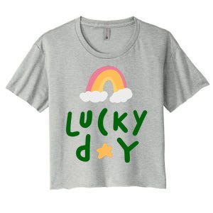 Lucky Day Rainbow Star St Patrick's Day Women's Crop Top Tee