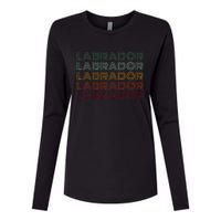 Labrador Dog Retro Womens Cotton Relaxed Long Sleeve T-Shirt