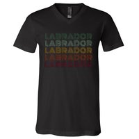 Labrador Dog Retro V-Neck T-Shirt