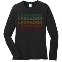 Labrador Dog Retro Ladies Long Sleeve Shirt