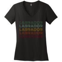 Labrador Dog Retro Women's V-Neck T-Shirt