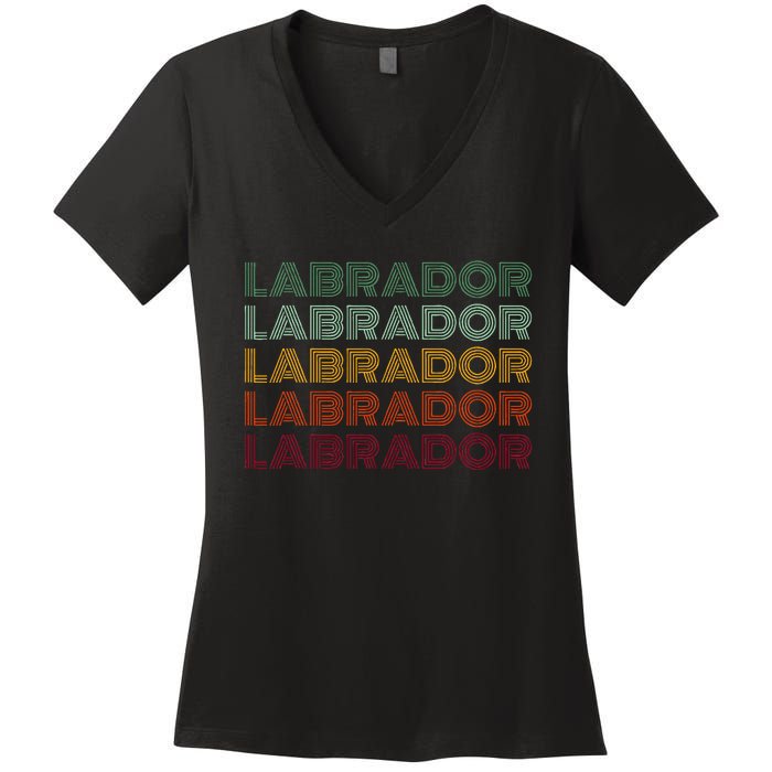 Labrador Dog Retro Women's V-Neck T-Shirt