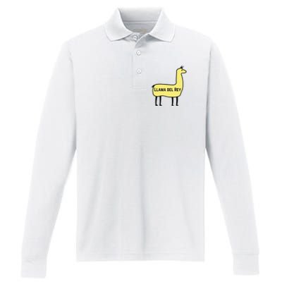 Llama Del Rey Lana Funny Music Animal Performance Long Sleeve Polo