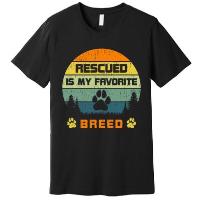 Love Dogs Rescue Rescued Is My Favorite Breed Vintage Paw Premium T-Shirt