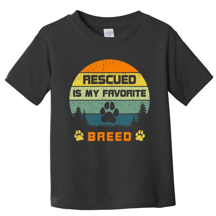 Love Dogs Rescue Rescued Is My Favorite Breed Vintage Paw Toddler T-Shirt