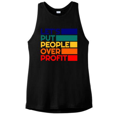 Leftist Democratic Socialist Union Retro People Over Profit Gift Ladies PosiCharge Tri-Blend Wicking Tank