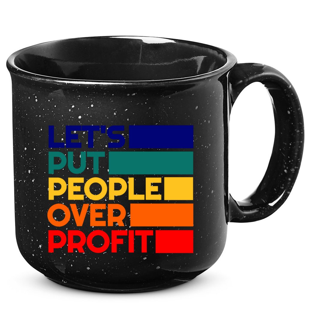 Leftist Democratic Socialist Union Retro People Over Profit Gift 15oz Campfire Ceramic Mug