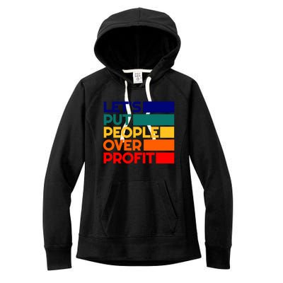 Leftist Democratic Socialist Union Retro People Over Profit Gift Women's Fleece Hoodie