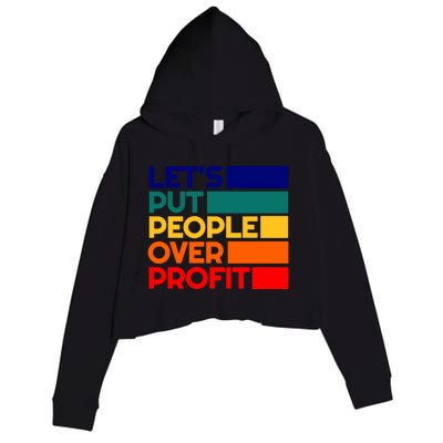 Leftist Democratic Socialist Union Retro People Over Profit Gift Crop Fleece Hoodie