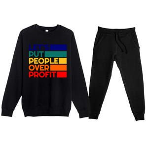 Leftist Democratic Socialist Union Retro People Over Profit Gift Premium Crewneck Sweatsuit Set