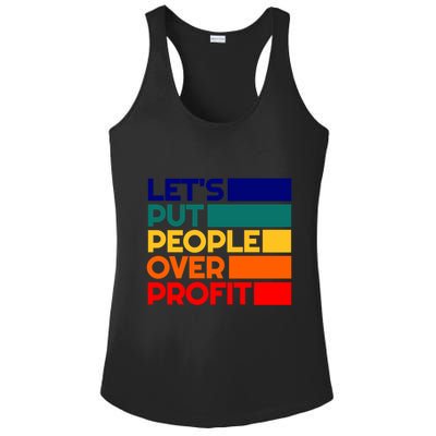 Leftist Democratic Socialist Union Retro People Over Profit Gift Ladies PosiCharge Competitor Racerback Tank