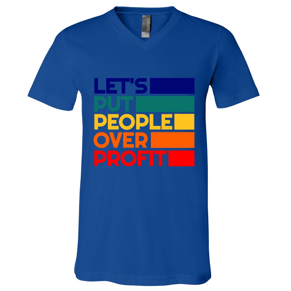 Leftist Democratic Socialist Union Retro People Over Profit Gift V-Neck T-Shirt