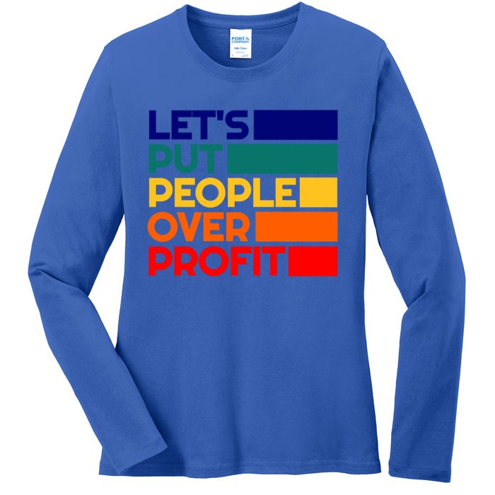 Leftist Democratic Socialist Union Retro People Over Profit Gift Ladies Long Sleeve Shirt