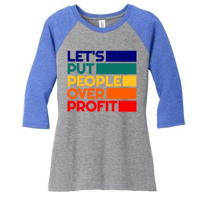 Leftist Democratic Socialist Union Retro People Over Profit Gift Women's Tri-Blend 3/4-Sleeve Raglan Shirt