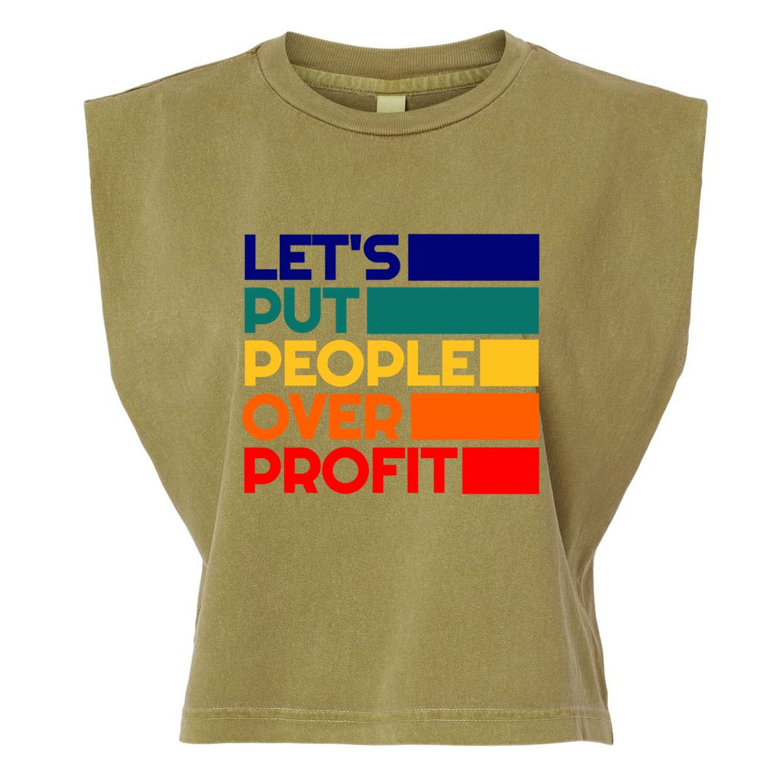 Leftist Democratic Socialist Union Retro People Over Profit Gift Garment-Dyed Women's Muscle Tee