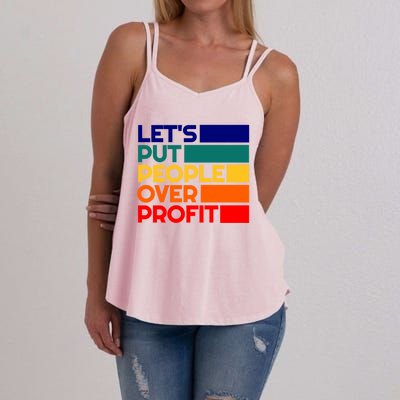 Leftist Democratic Socialist Union Retro People Over Profit Gift Women's Strappy Tank