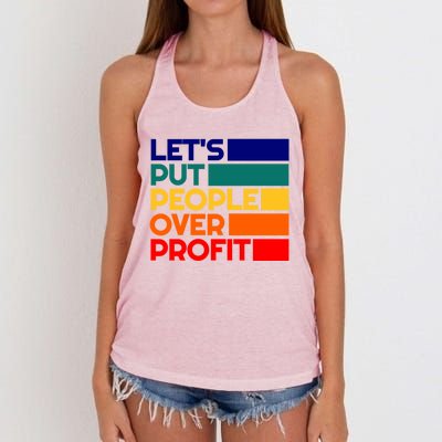 Leftist Democratic Socialist Union Retro People Over Profit Gift Women's Knotted Racerback Tank