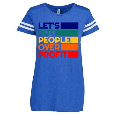 Leftist Democratic Socialist Union Retro People Over Profit Gift Enza Ladies Jersey Football T-Shirt