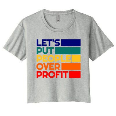 Leftist Democratic Socialist Union Retro People Over Profit Gift Women's Crop Top Tee