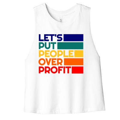 Leftist Democratic Socialist Union Retro People Over Profit Gift Women's Racerback Cropped Tank