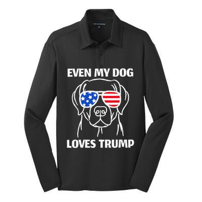 Labrador Dog Sunglasses Usa Flag Even My Dog Loves Trump Silk Touch Performance Long Sleeve Polo