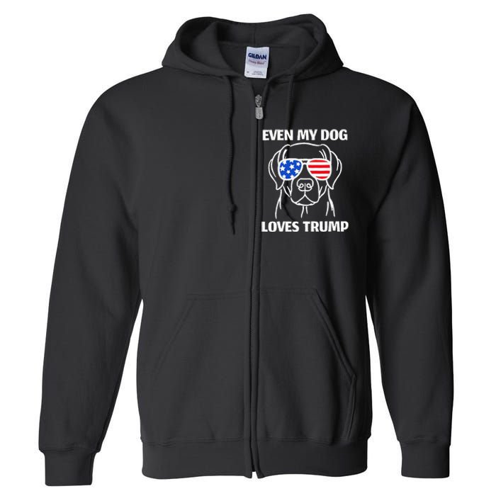 Labrador Dog Sunglasses Usa Flag Even My Dog Loves Trump Full Zip Hoodie