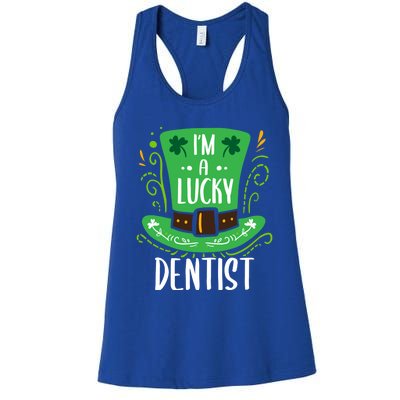 Lucky Dentist St Patrick's Day Dentists Funny Gift Women's Racerback Tank