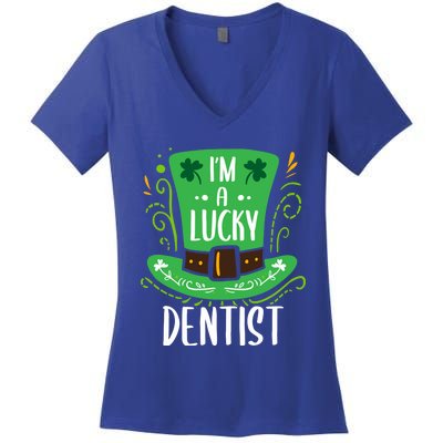 Lucky Dentist St Patrick's Day Dentists Funny Gift Women's V-Neck T-Shirt