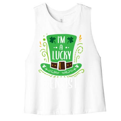 Lucky Dentist St Patrick's Day Dentists Funny Gift Women's Racerback Cropped Tank