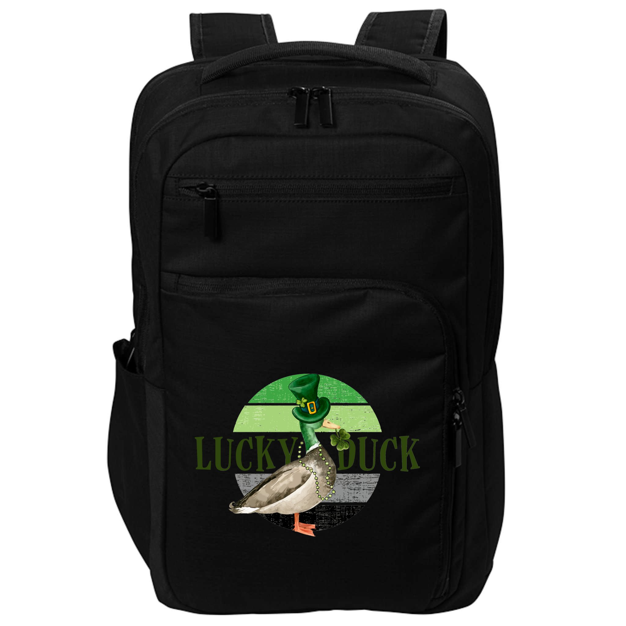 Lucky Duck St Patricks Day Duck Hunting Silly Goose Gift Impact Tech Backpack