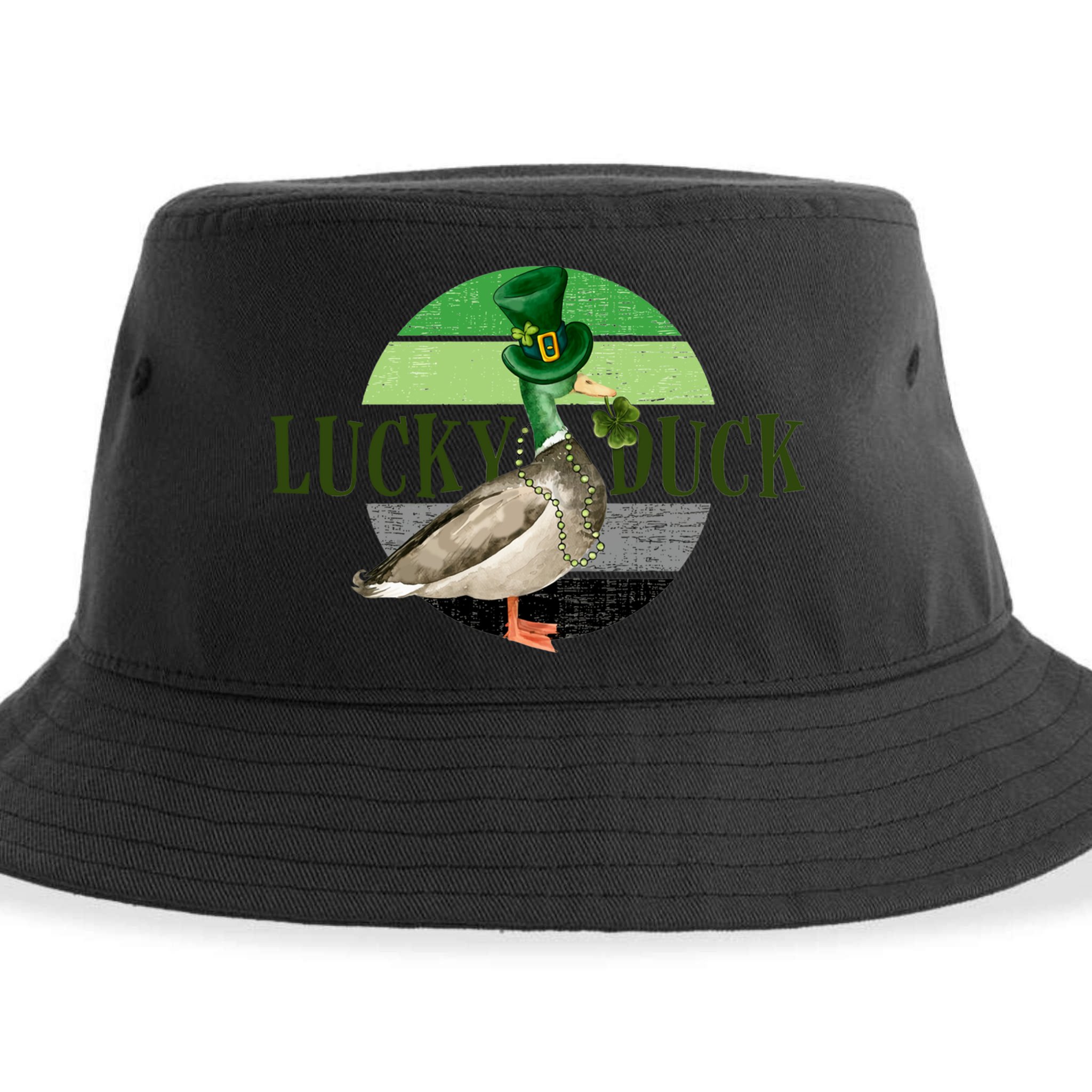 Lucky Duck St Patricks Day Duck Hunting Silly Goose Gift Sustainable Bucket Hat