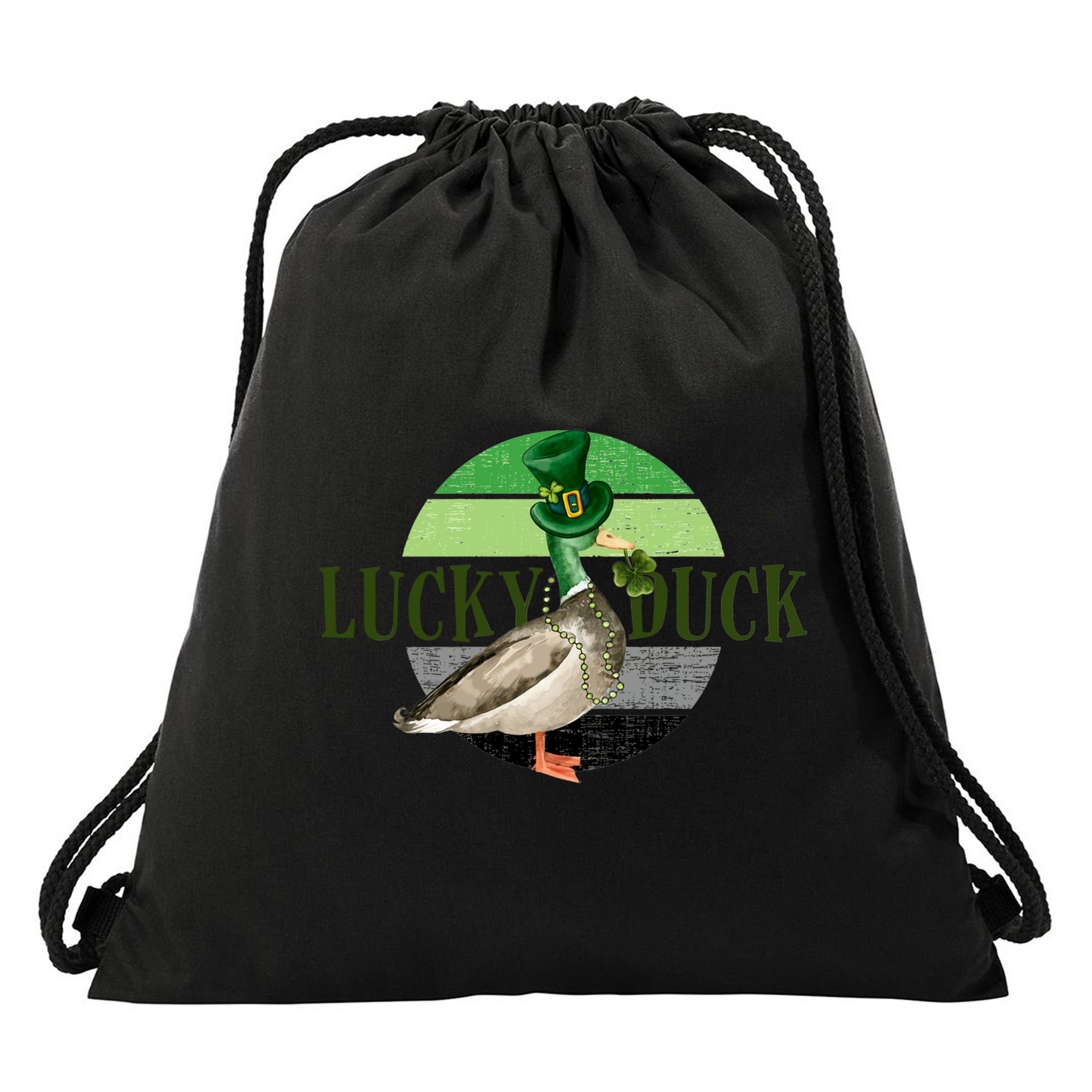 Lucky Duck St Patricks Day Duck Hunting Silly Goose Gift Drawstring Bag