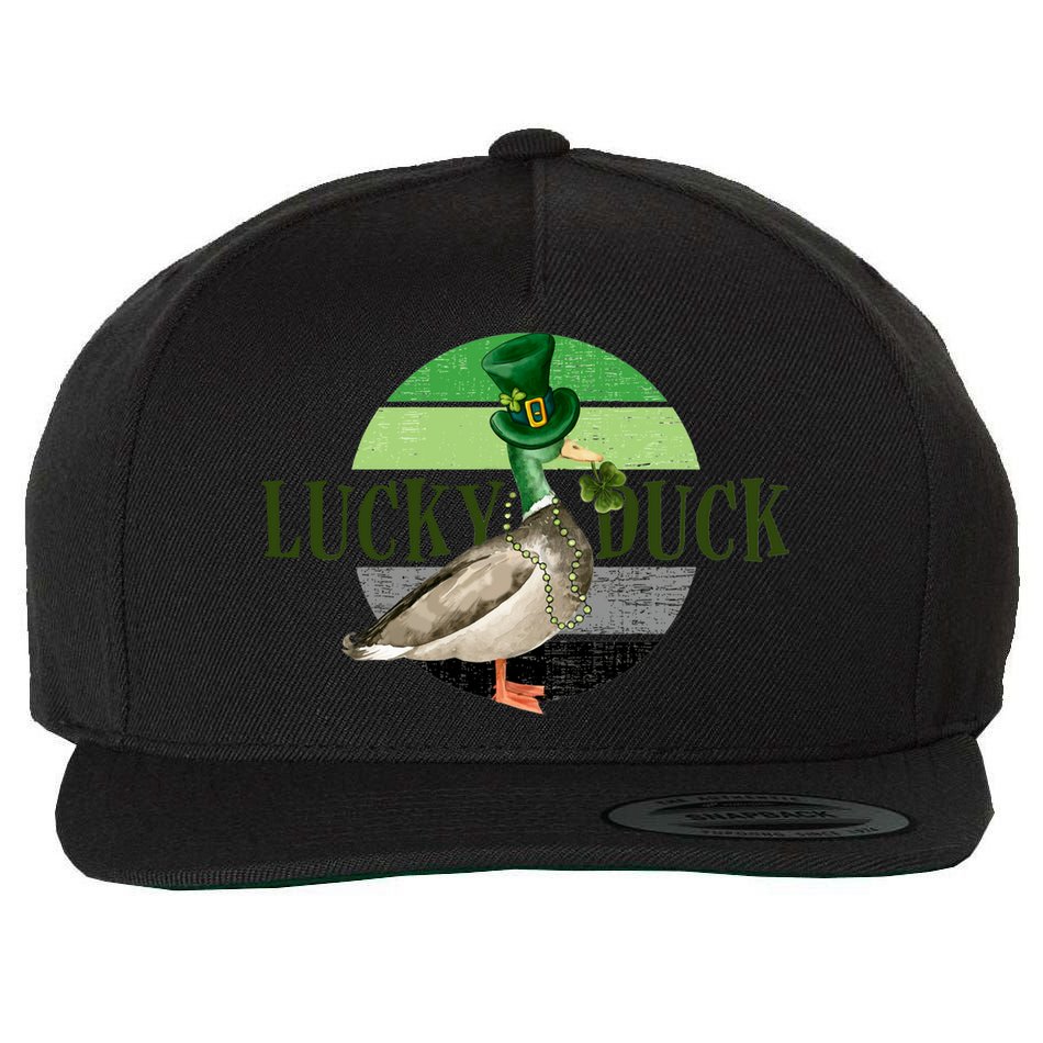 Lucky Duck St Patricks Day Duck Hunting Silly Goose Gift Wool Snapback Cap
