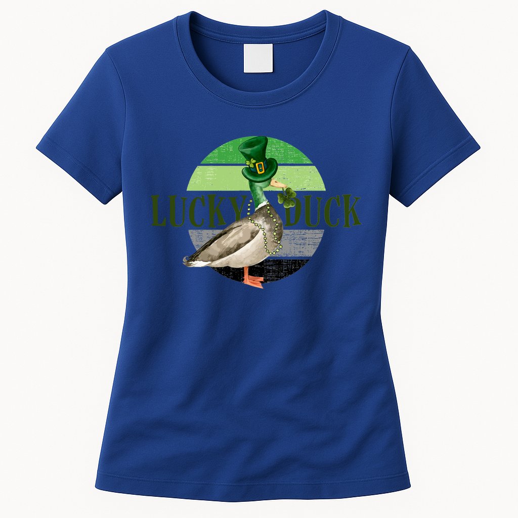 Lucky Duck St Patricks Day Duck Hunting Silly Goose Gift Womens T-Shirt