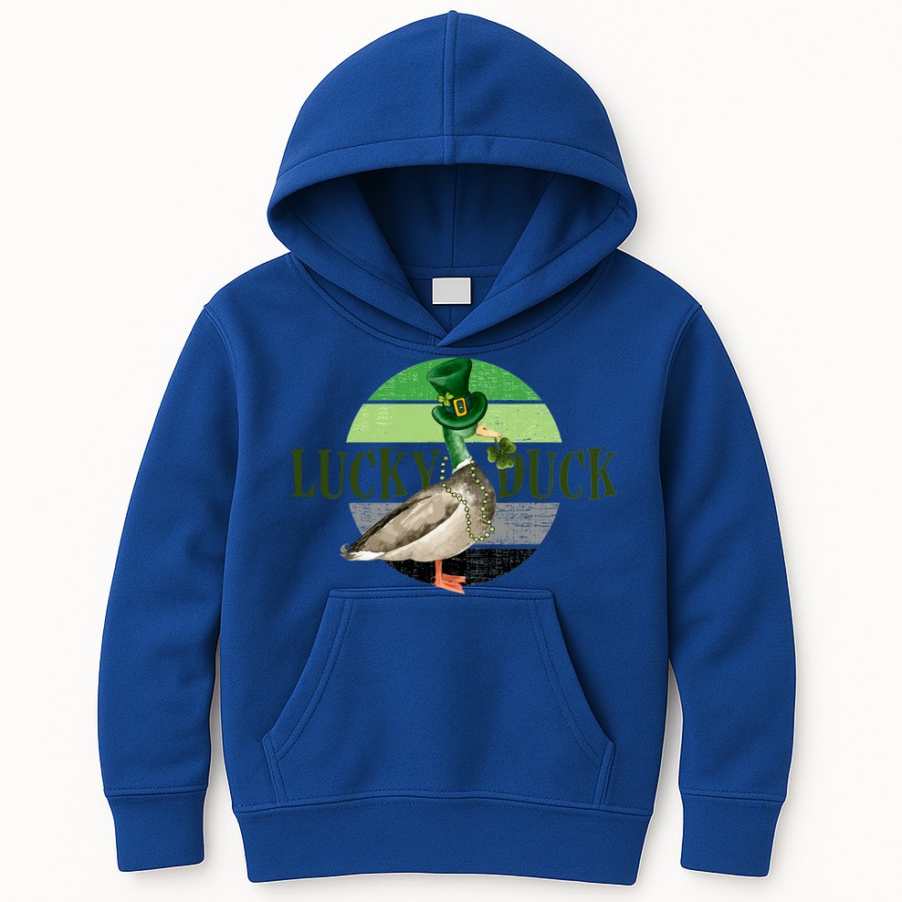 Lucky Duck St Patricks Day Duck Hunting Silly Goose Gift Kids Hoodie